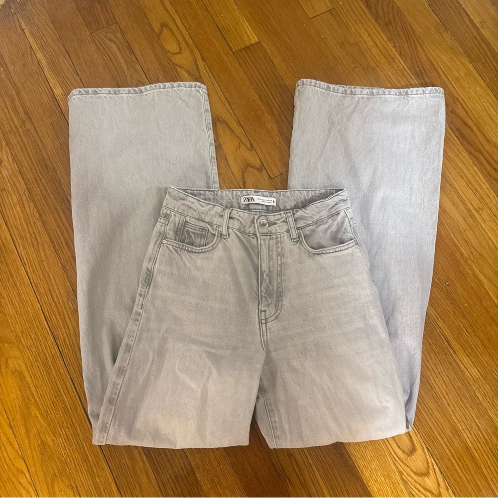 Zara Wide Leg Gray Jeans